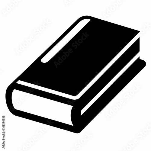 Black and white illustration of a book icon for education and literacy concepts