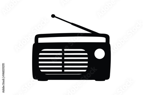 Vintage radio icon vector, Old  radio silhouette vector