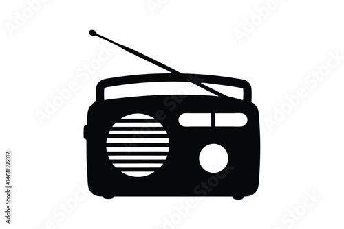 Vintage radio icon vector, Old  radio silhouette vector