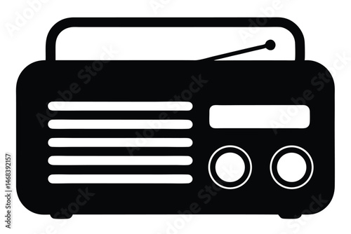 Old  radio silhouette vector, Vintage radio icon vector
