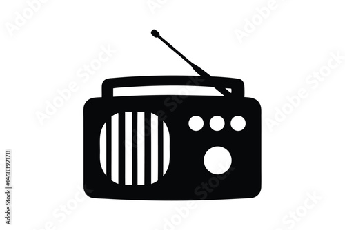 Old  radio silhouette vector, Vintage radio icon vector