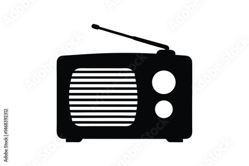 Old  radio silhouette vector, Vintage radio icon vector