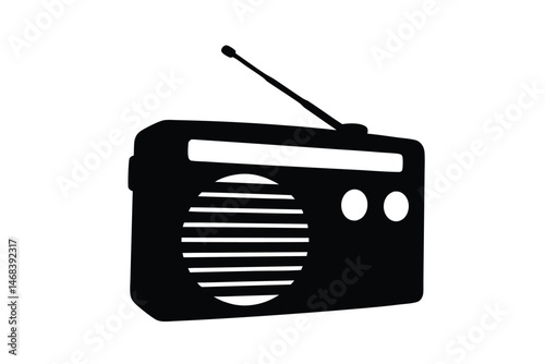 Old  radio silhouette vector, Vintage radio icon vector