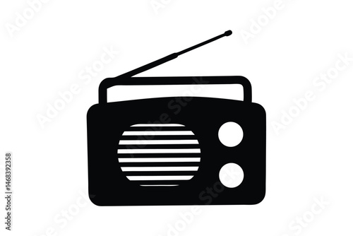 Old  radio silhouette vector, Vintage radio icon vector