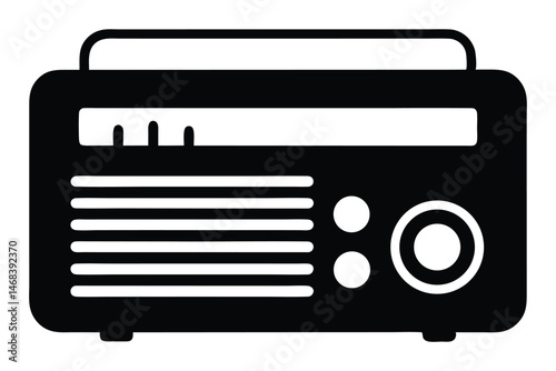 Old  radio silhouette vector, Vintage radio icon vector