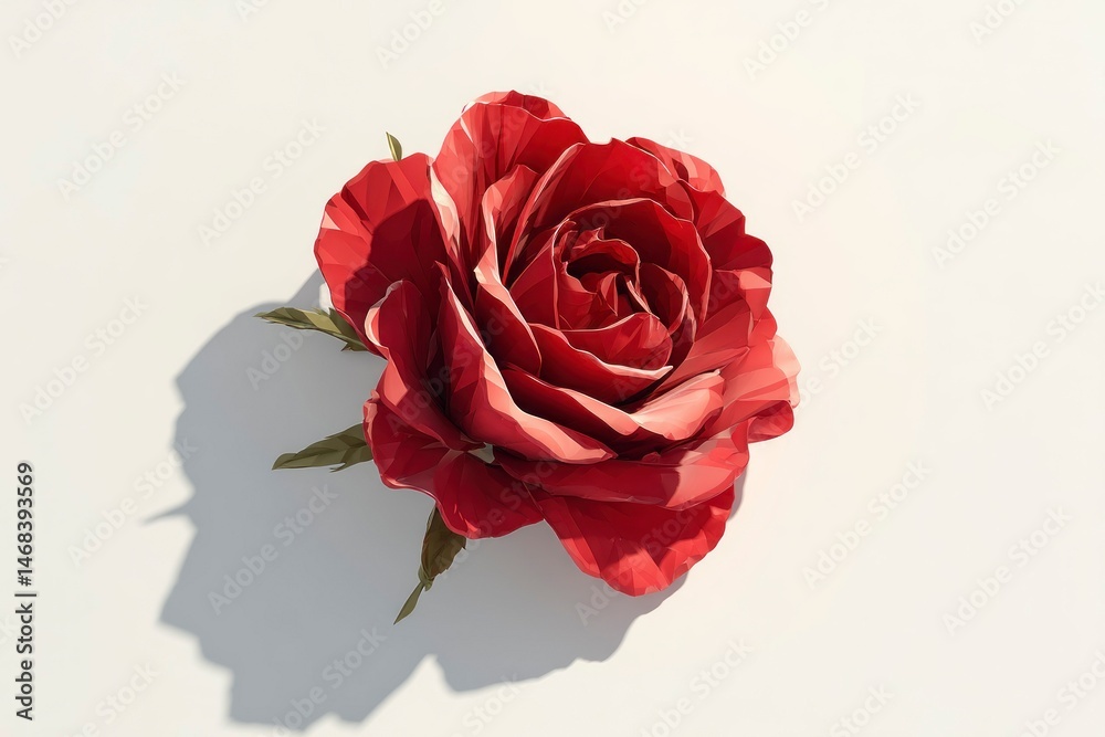 Geometric Red Rose with Soft Shadow Low Poly Art Style Modern Design Element for Creative P Geometric Red Rose with Soft Shadow Low Poly Art Style Modern Design Element for Creative P