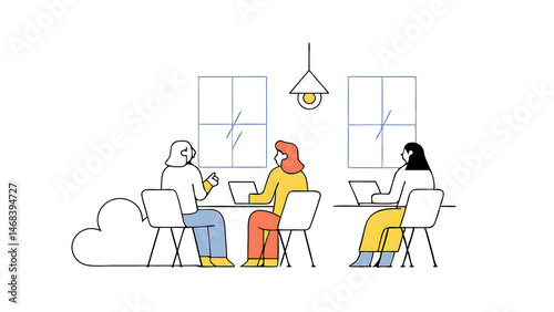 group of diverse creative team members using laptops in an active contemporary office young female media relations manager working on brand innovation strategy and collaborating with collea 49832503 1 photo