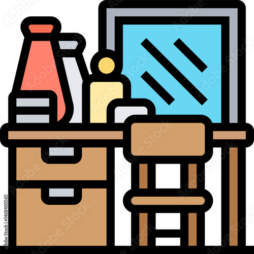 dressing table illustration on a white background    