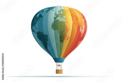 Global Journey A Hot Air Balloon with Earth Map Design Floating in the Sky