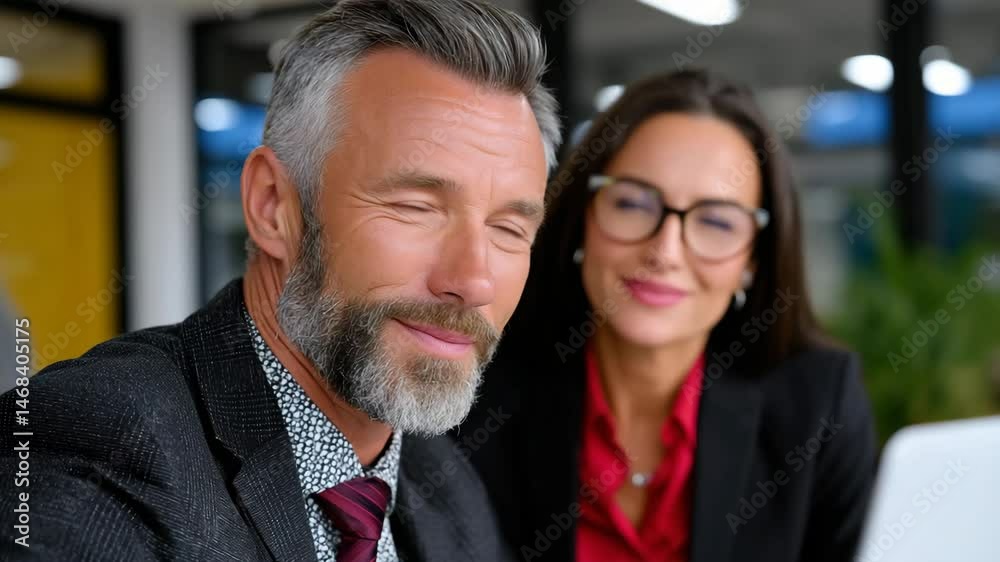 Confident Business Professionals Collaborating in Modern Office Setting Confident Business Professionals Collaborating in Modern Office Setting