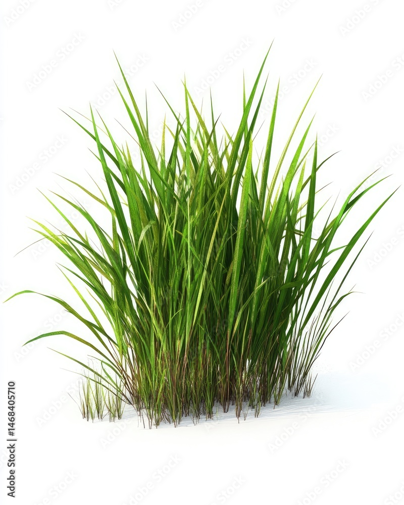 Obraz premium Lush green grass clump, vibrant, isolated
