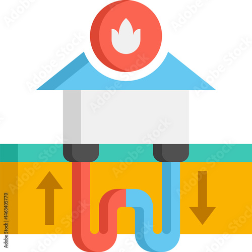 geothermal energy illustration on a white background     