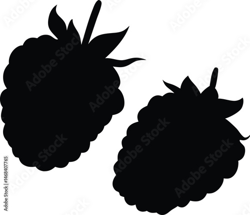 Raspberry silhouette vector, Raspberry fruit icon vector