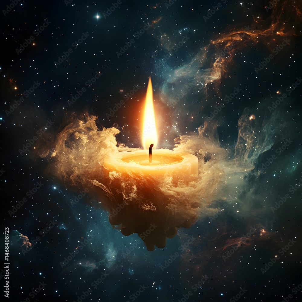 Fototapeta premium Celestial candle in cosmic nebula
