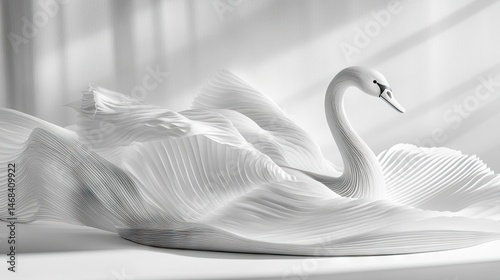 Wallpaper Mural Elegant white swan sculpture amidst flowing fabric. Torontodigital.ca