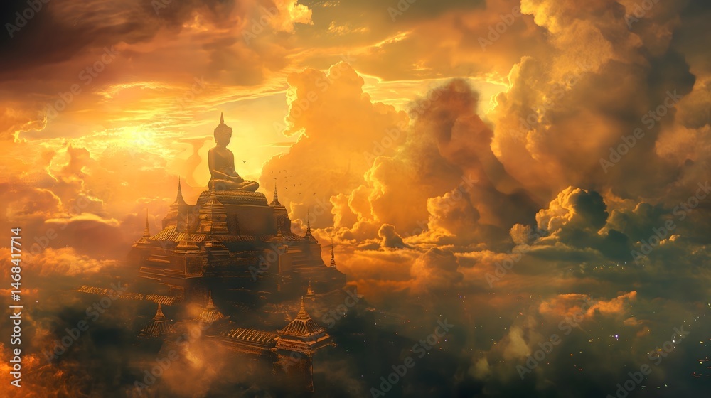Golden Buddha Temple Above the Clouds