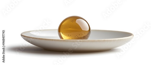 Obraz na płótnie Amber Glass Orb on a White Dish w salonie
