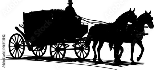 Horse and buggy black vector design on a white background