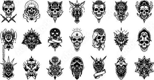 Pack of Hand Drawn Unique Tattoo Icons
