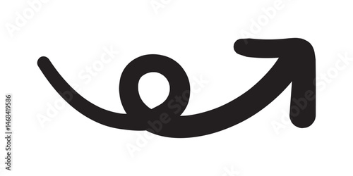 Handwritten wavy arrow