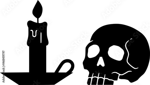 A sketchy style icon of skull candle tattoo
