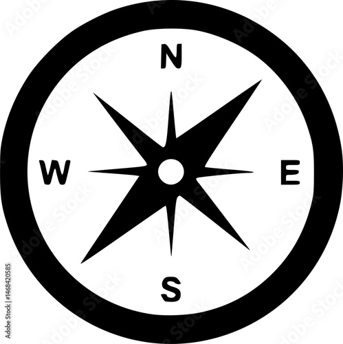 A hand drawn style icon of directional compass
