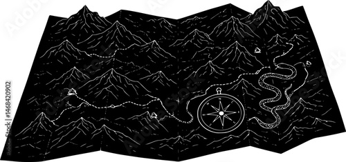 Adventure map icon in hand drawn style
