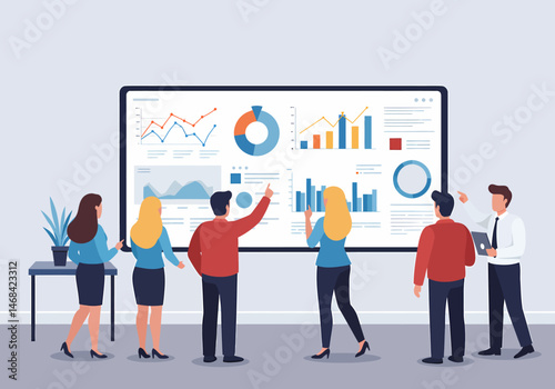 Business Team Analyzing Financial Data and Reports Presentation