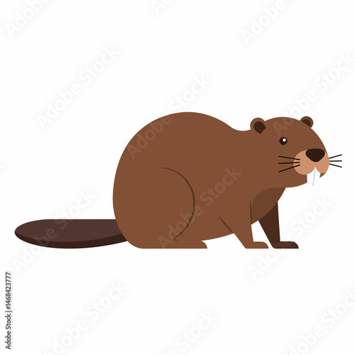 Cartoon Illustration of a Cute Brown Beaver Rodent