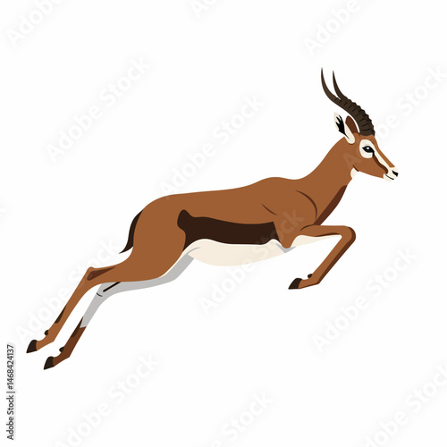 Elegant Springbok Jumping Gracefully Isolated Against White Background