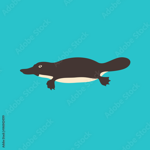 Cartoon Platypus Swimming Isolated Flat Vector Illustration Design