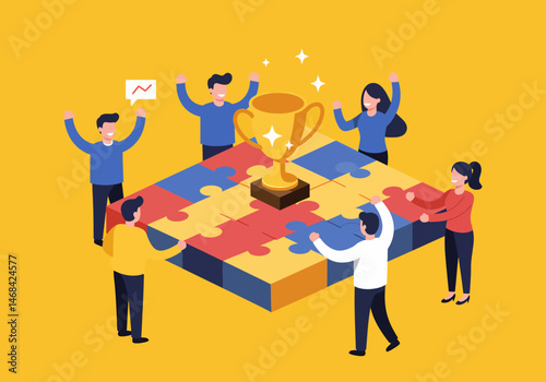 Teamwork Makes Dream Work Celebrating Success on Jigsaw Puzzle