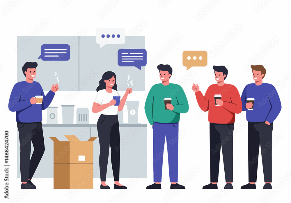 Diverse Office Team Enjoying Coffee Break Discussion and Relaxing Diverse Office Team Enjoying Coffee Break Discussion and Relaxing