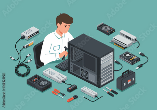 PC Assembly Troubleshooting System Repair by Technician