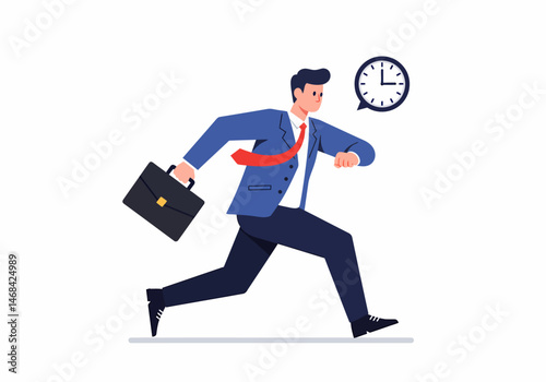 Businessman Running Late Checking Time Urgency Deadline Punctuality