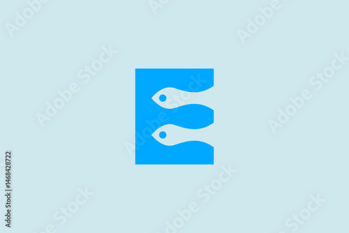 Letter E Fish Logo design