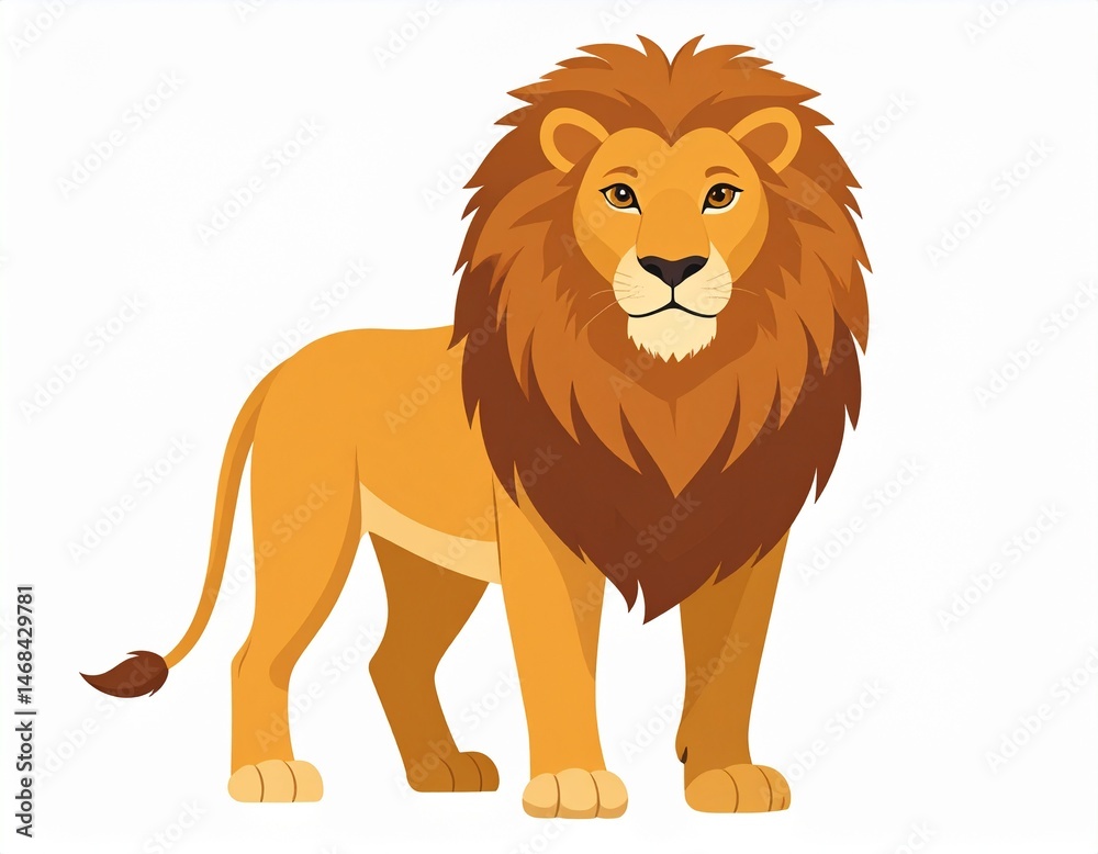 Fototapeta premium Majestic Male Lion Cartoon Vector Illustration