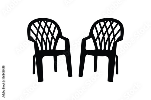 Plastic chair silhouette, chair silhouette, plastic chair vector illustration