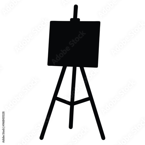 A black easel supports a canvas, perfect for displaying an proudly