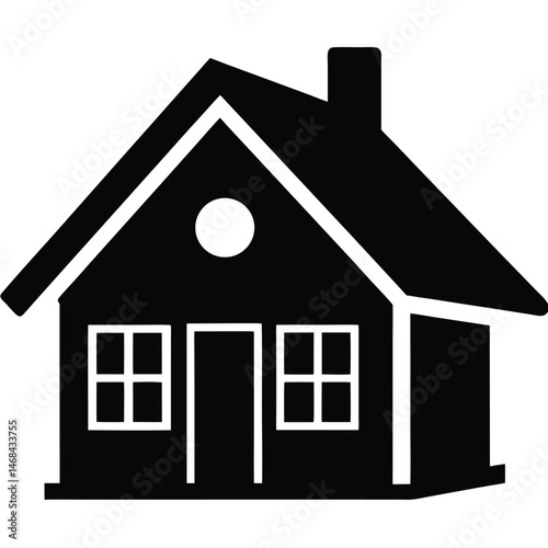 Home icon shows a simple black house shape with a chimney and windows