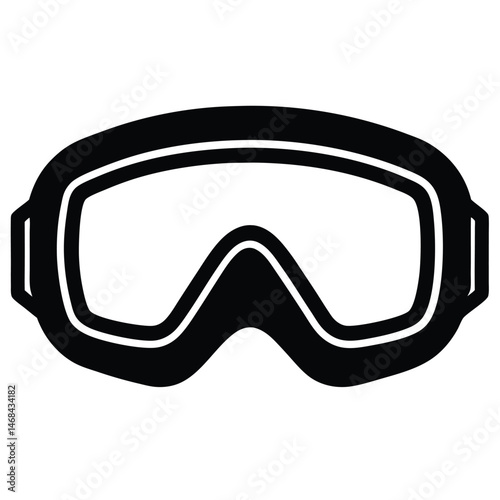 Isolated ski goggles featuring sleek black frames and a curved lens provide clear visibility