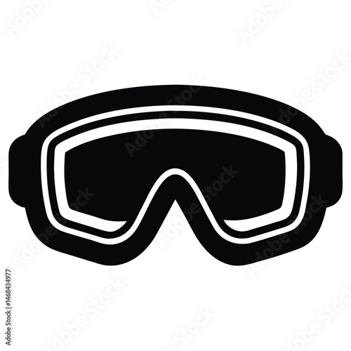 Ski goggles in black silhouette offer eye protection during winter sports activities outdoors