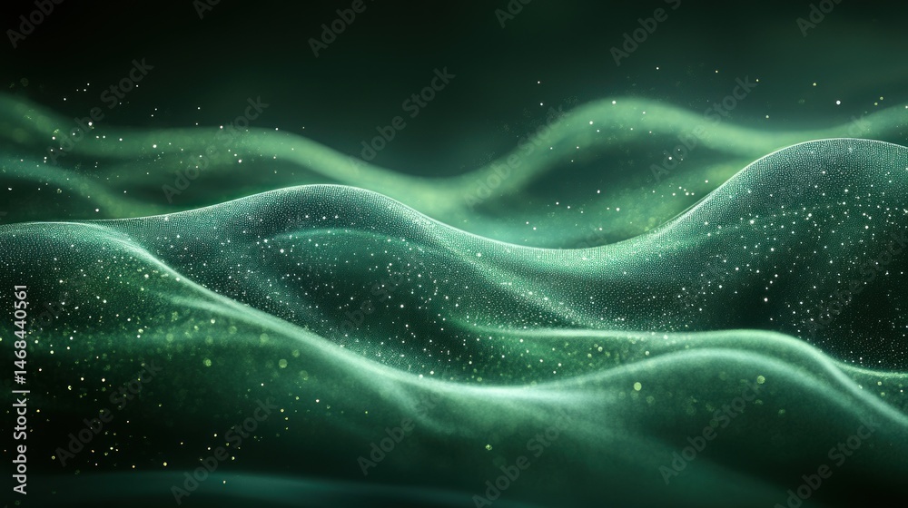 Abstract green wavy shapes with particles Abstract green wavy shapes with particles