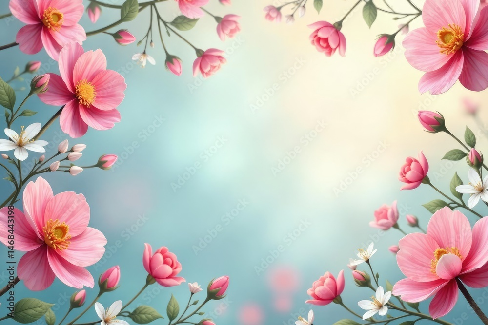 Fototapeta premium Delicate floral tapestry, pastel hues, soft focus, soft, pretty