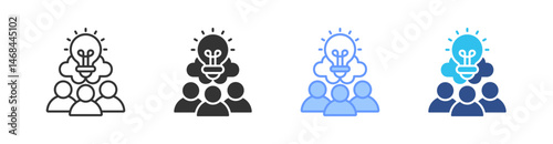 Brainstorming Multi Style Icon Set Vector 