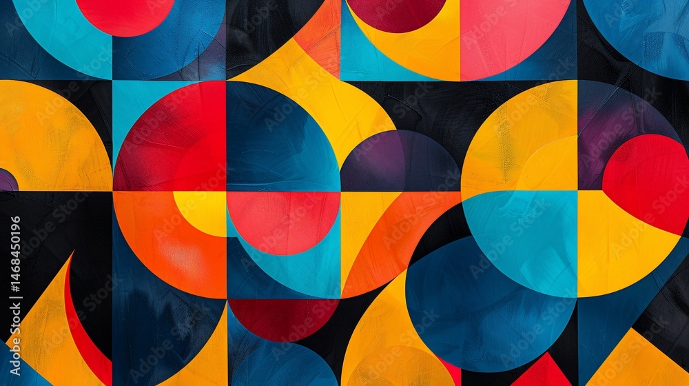 Obraz premium Abstract geometric pattern with vibrant colors. Colorful shapes create a dynamic composition