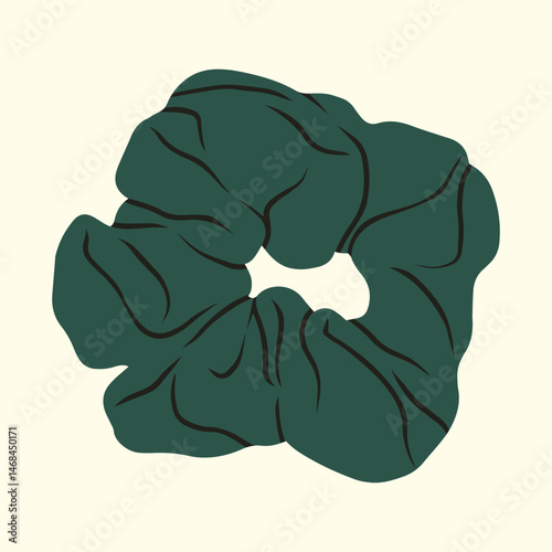 Vector illustration with a fabric-covered elastic hair tie, scrunchy. Ideal for blog posts, promotional material, social media content, and advertising campaigns focused on accessories and hairstyles