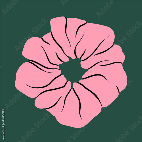 Vector illustration with scrunchy. A fabric-covered elastic hair tie. Ideal for blog posts, promotional material, social media content, and advertising campaigns focused on accessories and hairstyles