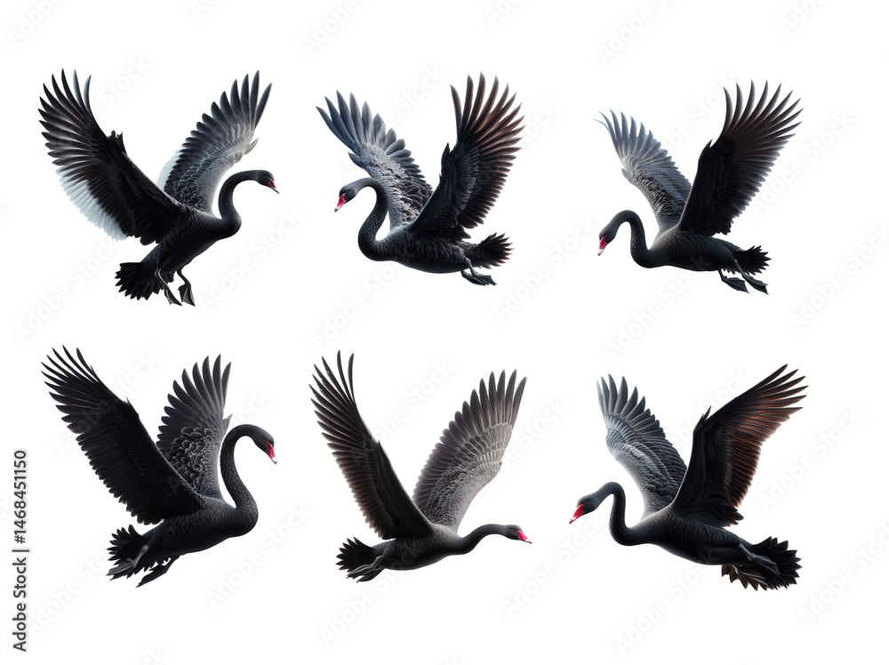 Obraz premium Black swans take flight