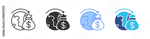 Economic Multi Style Icon Set Vector 